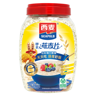 澳洲进口燕麦西麦纯燕麦片即食1000g*2桶装营养早餐谷物冲饮代餐零添加蔗糖高膳食纤维高蛋白质绿色食品