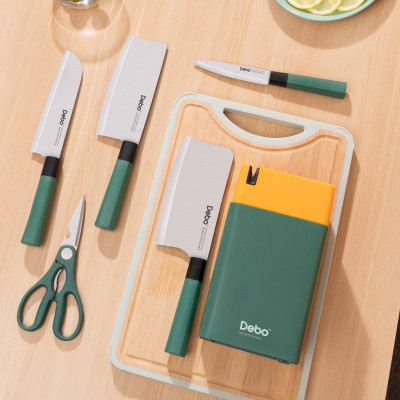 德铂 克拉米不锈钢刀具套装 多用刀具6件套 厨房套刀食物剪