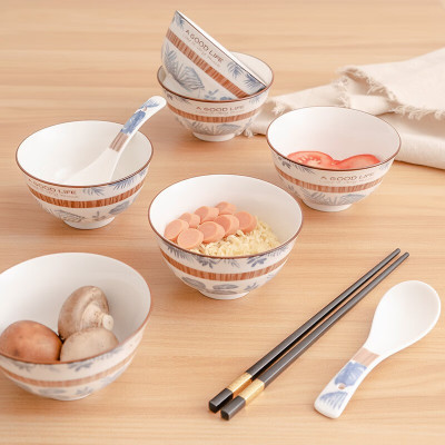 德铂 卡梅拉餐具套装家用陶瓷碗筷勺子套装12件DEP-768