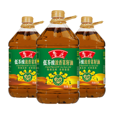 鲁花低芥酸浓香菜籽油5L*3瓶