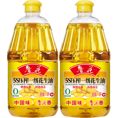 鲁花5S压榨一级花生油1.8L*2