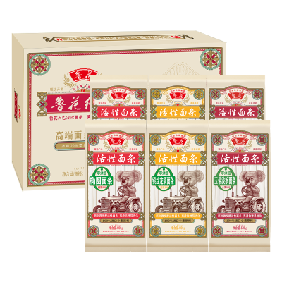 鲁花经典(考拉)挂面礼盒600g*6(椭圆600g*2+玉带600g*2+银丝龙须600g*2)