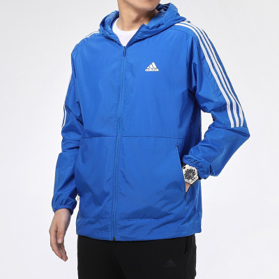 阿迪达斯adidas男装梭织连帽运动服户外运动薄款防风透气宽松夹克外套FT2834