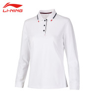 李宁LI-NING运动时尚舒适透气女子长袖POLO衫ATLR110-1标准白XS