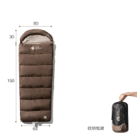 牧高笛NX21562010睡袋大人户外露营单人春秋保暖成人室内防寒可拼接睡袋XY礁石棕1.4kg(左)