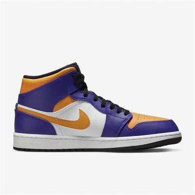 耐克(NIKE) Air Jordan 1 AJ1乔1 紫黄白 高帮透气耐磨缓震篮球鞋