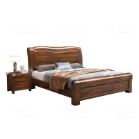 臻远 ZY4022922 胡桃木实木床1.5米单人床含一个床头柜