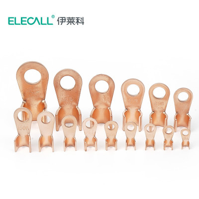 伊莱科(ELECALL)OT-100AOT系列端子头开口紫铜接线端子铜裸端 100A/20个装/紫铜[小包装]