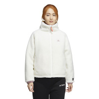 阿迪达斯(adidas)保暖立领羊羔绒绒感运动棉衣女款白色HY7217