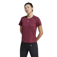 阿迪达斯(adidas)PowerTee纯色Logo标识运动圆领短袖T恤女款暗红IN6210