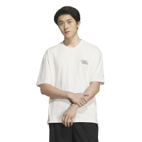 阿迪达斯(adidas)纯色字母刺绣细节运动休闲短袖T恤男款粉白IA8177