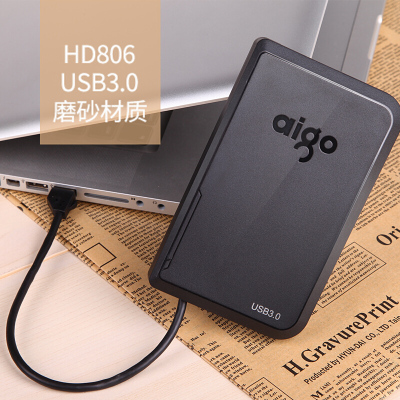 爱国者(aigo)HD806移动硬盘USB3.0稳定耐用海量存储轻薄便携高速传输移动硬盘黑色1T