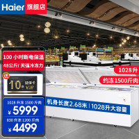 海尔(Haier) BC/BD-1028T 1028升 可冷藏冷冻切换带锁 卧式冰柜 (计价单位:台) 白色