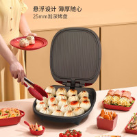 LIVEN利仁电饼铛家用双面加热煎饼铛煎烤机烙饼锅25mm加深烤盘三明治机烙饼锅LPBC-100红色单位:台 