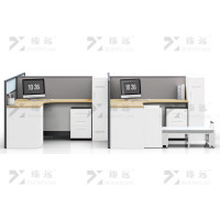 臻远 ZYGW-130屏风工作卡位职员桌办公桌含拉床储物衣柜 干型四人位