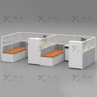 臻远 ZYGW-127屏风工作卡位职员桌办公桌 F型双人位含活动柜