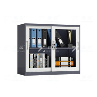 臻远ZY-WJGC-57 移文件柜档案柜套色矮柜落地书柜 760玻璃移灰白