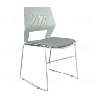 臻远ZY-7485 简约培训椅办公会议椅电脑椅靠背椅 白架灰垫