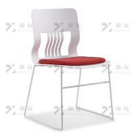 臻远ZY-7518 简约培训椅办公会议椅电脑椅靠背椅 白背红垫