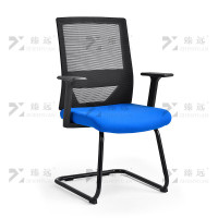 臻远ZY-7738办公椅网椅弓形椅电脑椅转椅学习椅职员椅会客椅 黑框蓝垫