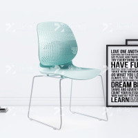 臻远ZY-7834 简约洽谈椅休闲办公椅轻奢铁艺靠背椅 绿背绿座