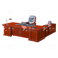 臻远ZY051137油漆家具老板桌大班台办公桌主管经理桌含副柜 2.8米