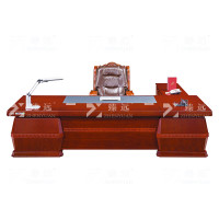 臻远ZY051139油漆家具老板桌大班台办公桌主管经理桌含副柜 3.2米