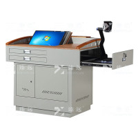 臻远 ZY-DMTYJT-02 多媒体电脑桌全木面豪华钢木结合款1140*820*1000