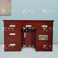 臻远BXZ-10钢制保险桌可投币收银财务桌1.2m木纹五斗电子锁