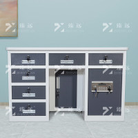 臻远BXZ-13钢制保险桌可投币收银财务桌1.2m灰白套六斗电子锁