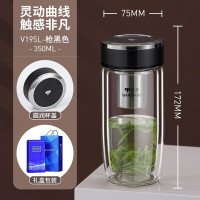 万象 双层玻璃杯 V195L黑色350ML