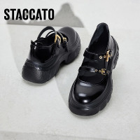 思加图春季甜酷玛丽珍鞋厚底增高小皮鞋女单鞋