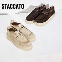 思加图春季复古袋鼠鞋牛津鞋休闲鞋系带女单鞋