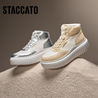 思加图冬季休闲高帮鞋厚底增高短靴运动鞋女靴