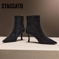 思加图冬季满天星高跟短靴星空鞋气质女时装靴