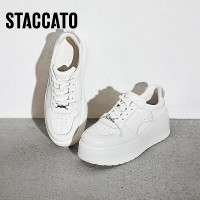 思加图春季厚奶酪小白鞋厚底增高松糕鞋休闲鞋女