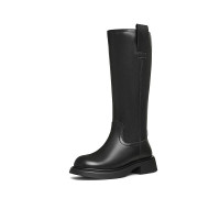 天美意女靴长筒高街百搭显瘦机车舒适女骑士靴冬