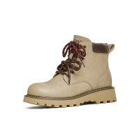 天美意女靴双鞋带户外休闲大靴厚底女马丁靴冬