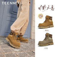 天美意女靴户外登山工装百搭休闲大靴女马丁靴冬