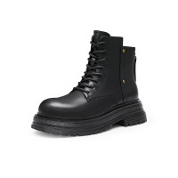 天美意女靴厚底简约时尚短靴百搭女马丁靴冬