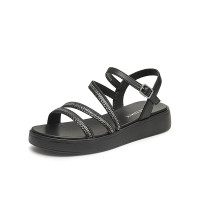 天美意女鞋厚底舒适休闲简约百搭一字带凉鞋女鞋夏款