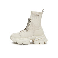 天美意运动休闲系带弹力袜靴休闲百搭女中靴加绒