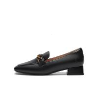 暇步士(Hush Puppies)高跟鞋女士休闲一脚蹬粗跟乐福鞋