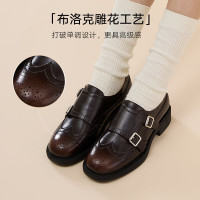 百思图春季潮酷复古英伦风布洛克牛津鞋皮鞋女鞋
