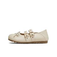 天美意女鞋韩系百搭出游平底蝴蝶结女玛丽珍鞋春