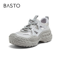 百思图夏季户外休闲镂空老爹鞋厚底运动凉鞋女