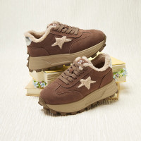 百思图冬商场真皮加绒保暖厚底阿甘鞋女运动休闲鞋