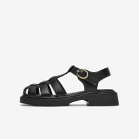 百思图夏季运动休闲罗马鞋编织猪笼鞋粗跟女凉鞋