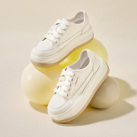 百思图秋商场百搭松糕鞋小白鞋厚底女运动休闲鞋