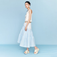 百思图夏季商场休闲运动厚底凉拖女海边沙滩拖鞋